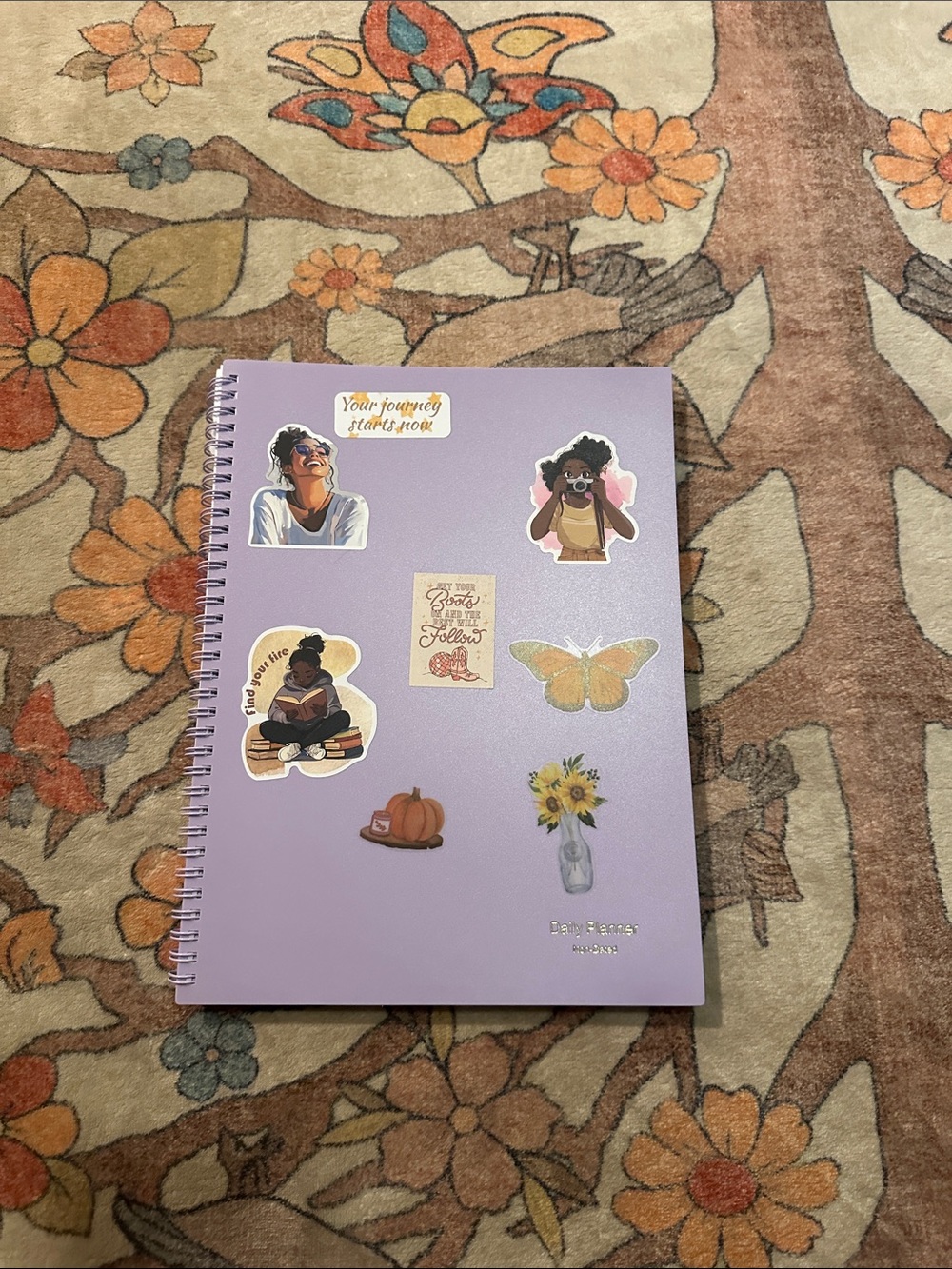 Lavender Spiral Home Office Planner with Decorative Stickers